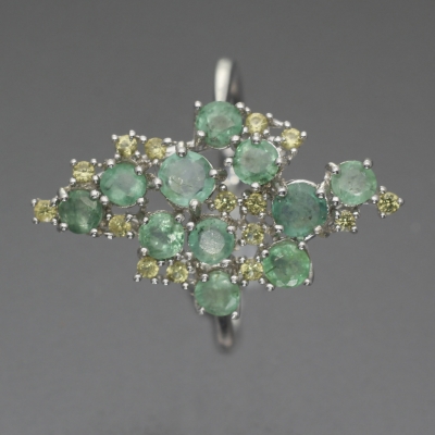 Серебряное кольцо с зеленым бериллом натуральным арт. 5788