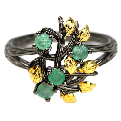 Серебряное кольцо с зеленым бериллом арт 27622