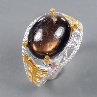 Серебряное кольцо 925 с звездчатым сапфиром арт 50065