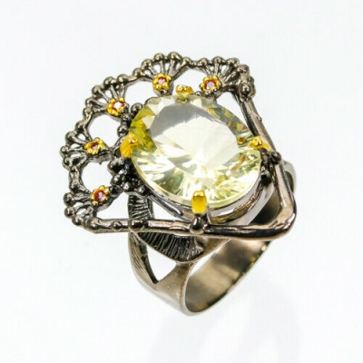 Серебряное кольцо с лимонным кварцем натуральным арт 28965