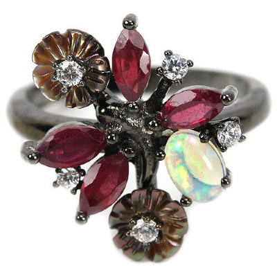 Серебряное кольцо с рубином натуральным арт 21796