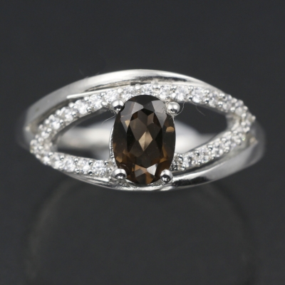 Серебряное кольцо с дымчатым кварцем натуральным арт. 27104