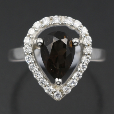 Серебряное кольцо с дымчатым кварцем натуральным арт. 27181