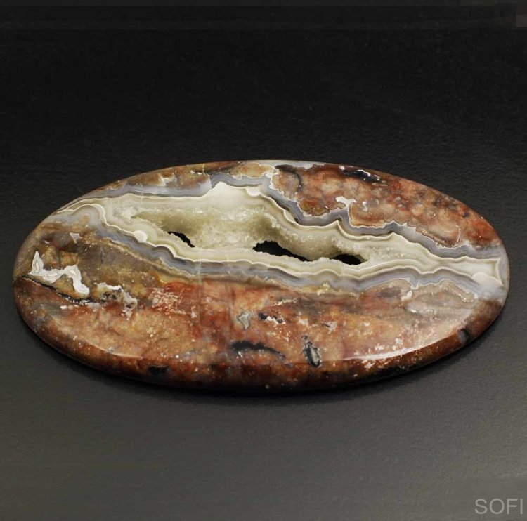Камень Агат натуральный 103.00 карат 64х37 мм овал кабошон арт. 9868
